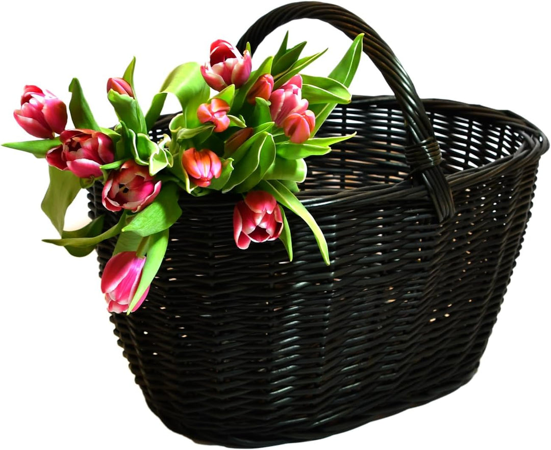 Einkaufskorb Rattankorb Weidenkorb Flaschenkorb Geschenkkorb geflochten BTH 46/33/24cm (36 mit Henke