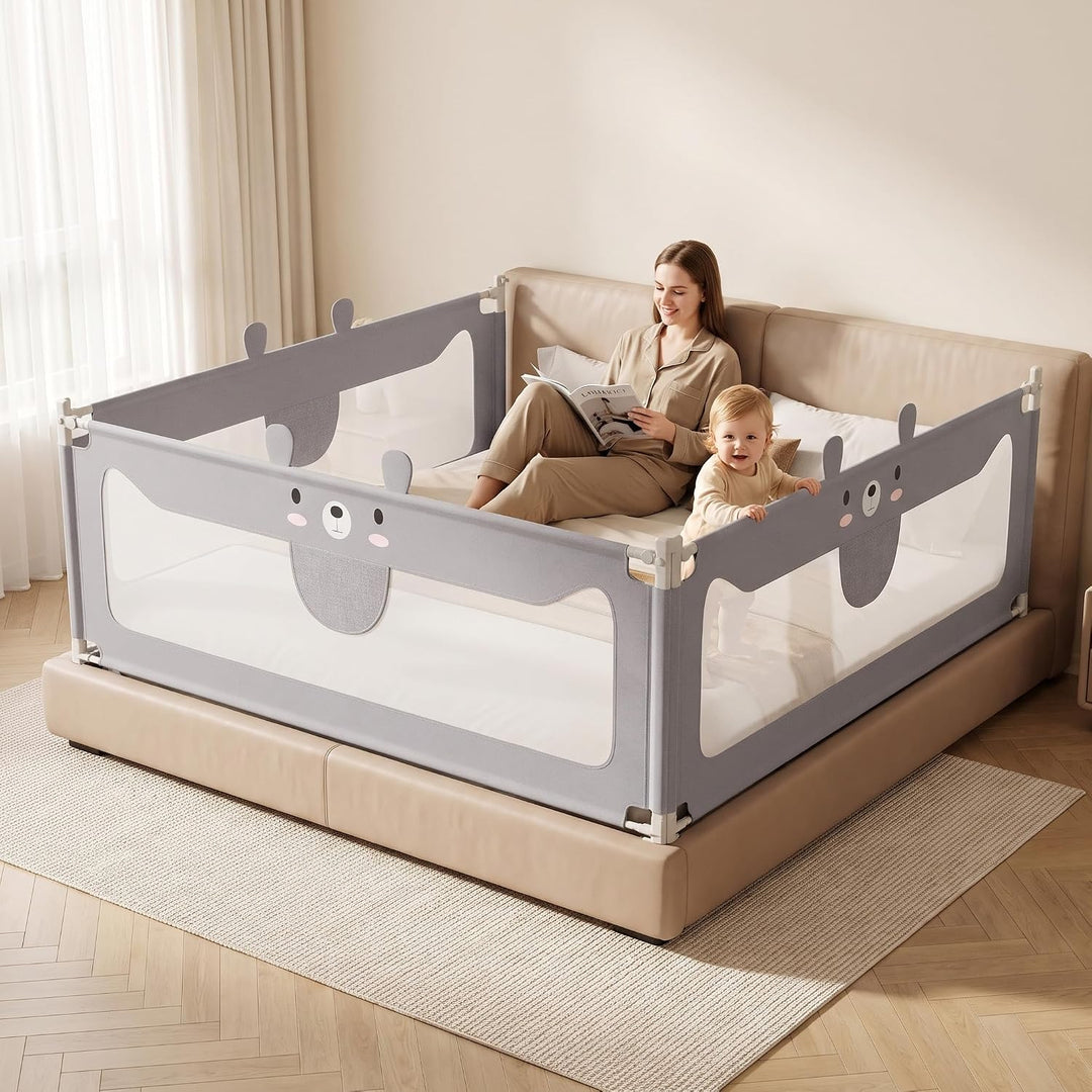 NAIZY Rausfallschutz Bett 180cm Bettgitter Baby Bettschutzgitter mit Höhenverstellbar Kinderbettgitt