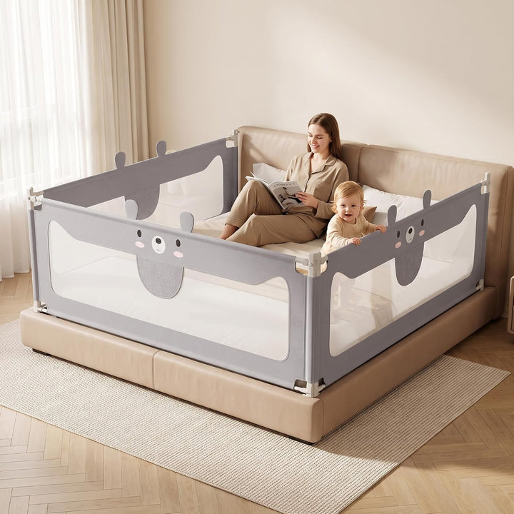 NAIZY Rausfallschutz Bett 180cm Bettgitter Baby Bettschutzgitter mit Höhenverstellbar Kinderbettgitt