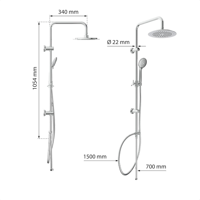 EISL DX12009 Duschset zum Kleben, Duschgarnitur mit Regendusche, Überkopfbrauseset ohne Bohren, Dusc