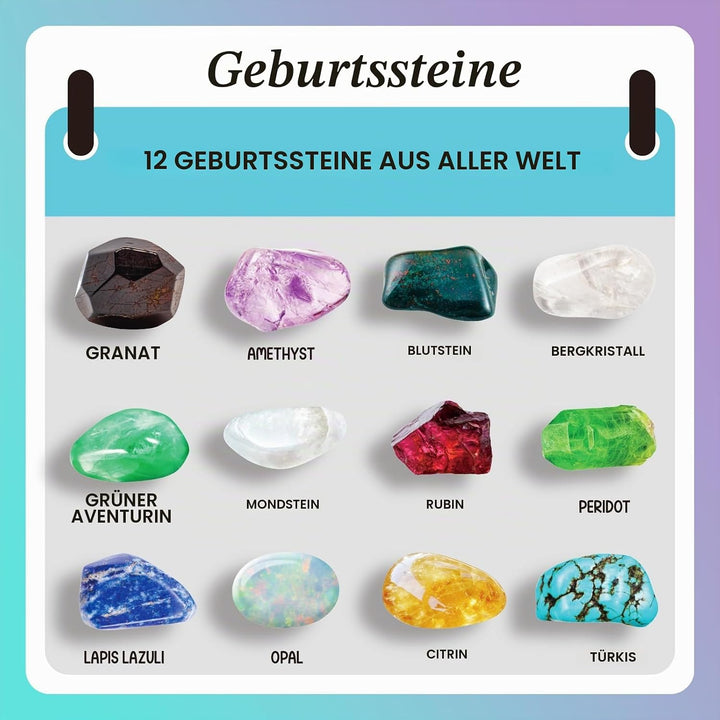Gamerside Ausgrabungsset für Kinder ab 7 Jahren, Edelsteine und Mineralien Ausgraben Set mit 12 Stei