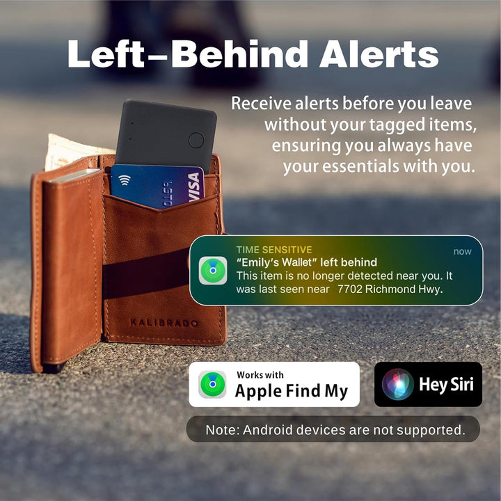 Reyke Dünne Geldbörsen-Tracker-Karte, wiederaufladbarer Geldbörsenfinder, funktioniert mit Apple Fin