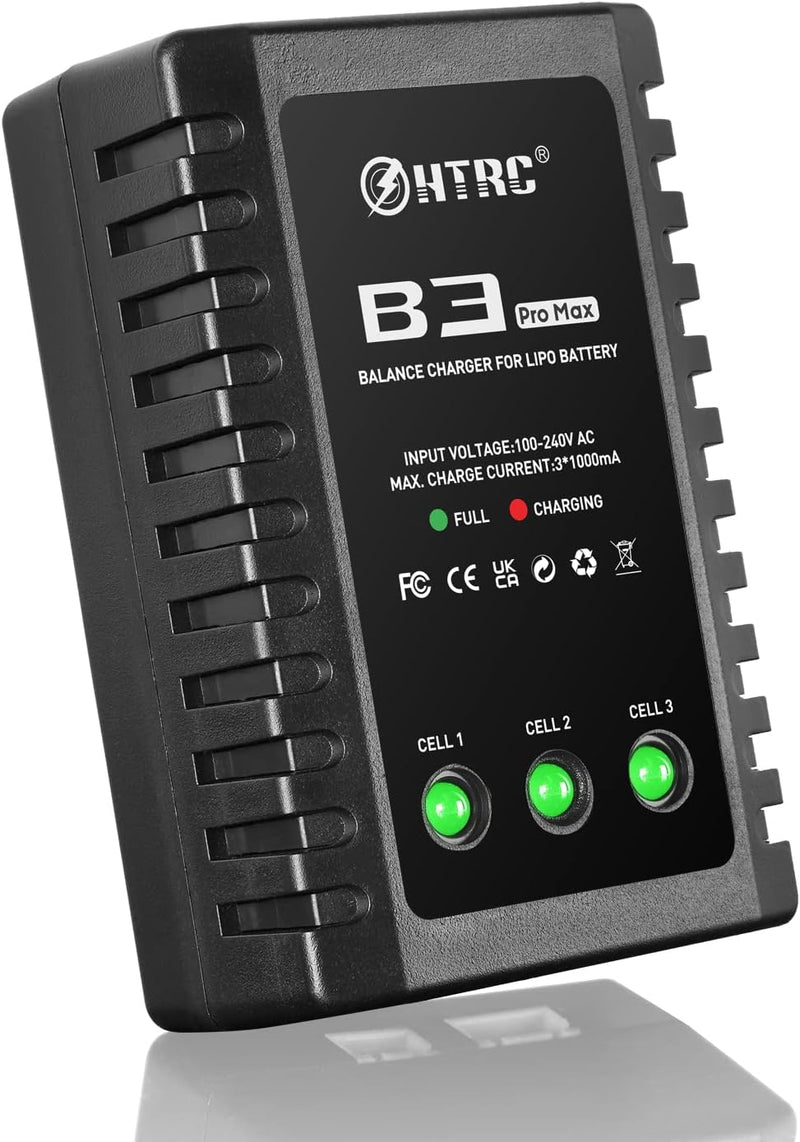 Haisito B3 ProMax Lipo Ladegerät für 2S 3S Akku(7.4V, 11.1V), Kompaktes RC Ladegerät Balancer Airsof