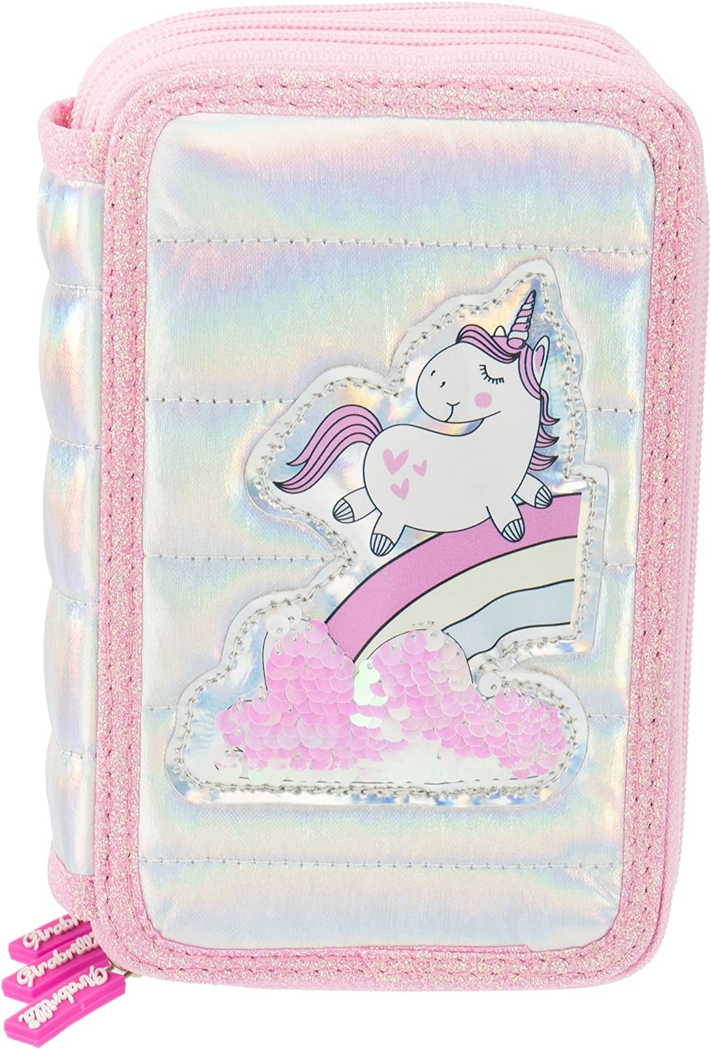 Girabrilla Nice Group Einhorn Federmäppchen mit 3 Fächern für Kinder, Steppdeckeneffekt, Rosa Koffer