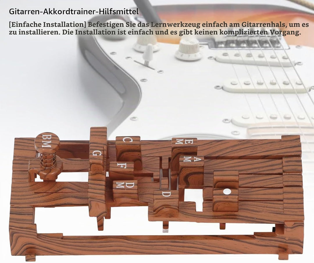 Gitarren-Akkordpresser, 10-Akkord-Presser, Gitarrenhilfe-Akkordwerkzeug mit 10 Gummibändern, Gitarre