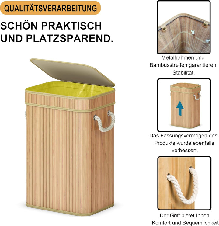 ADEL DREAM Mülleimer Bambus-Müllsackhalter Der praktische Müllsackhalter für gelbe Tüten eignet Sich
