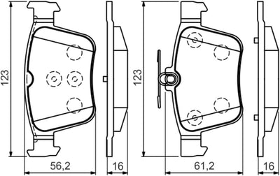 Bosch BP1503 Bremsbeläge - Hinterachse - ECE-R90 Zertifizierung - vier Bremsbeläge pro Set Single, S