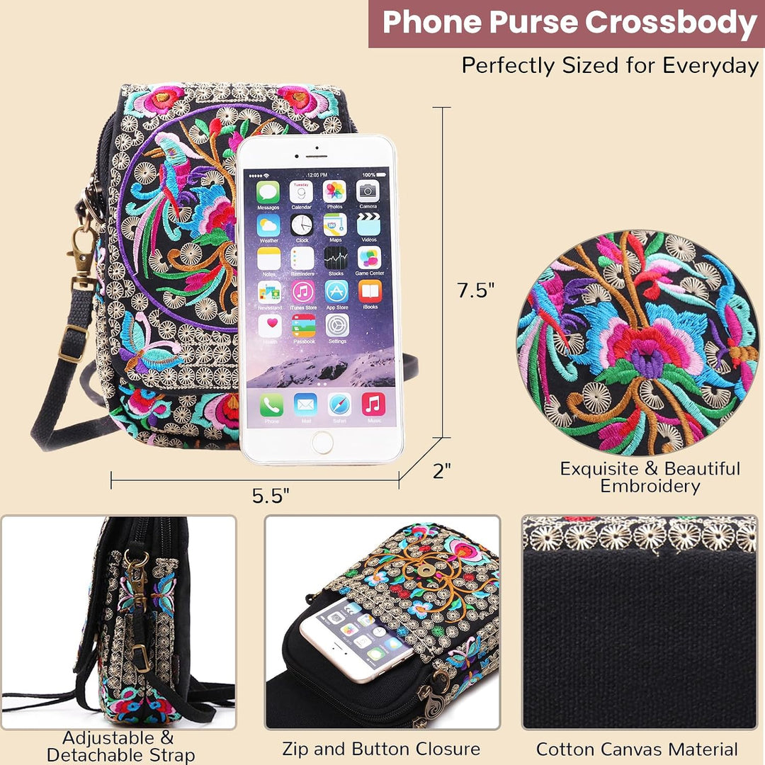 Goodhan Vintage Handmade Women Mini Crossbody Bag Cellphone Pouch Small Handbag Coin Purse Stil 01: