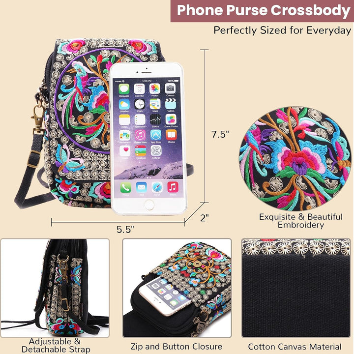 Goodhan Vintage Handmade Women Mini Crossbody Bag Cellphone Pouch Small Handbag Coin Purse Stil 01: