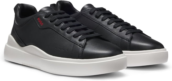 HUGO Herren Blake Tenn Sneakers aus Glattleder mit kontrastfarbenem Branding Grösse 40 EU Schwarz, 4