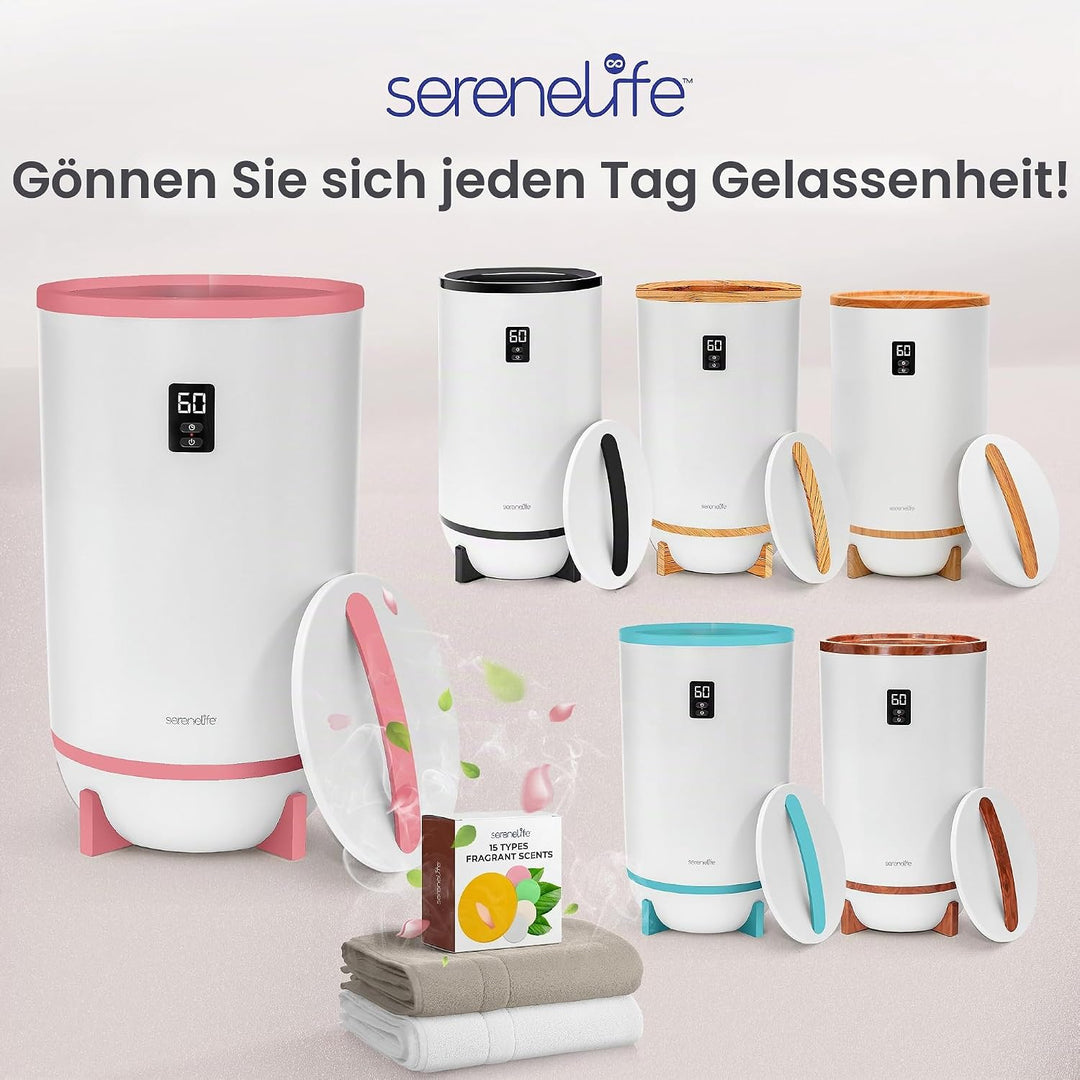 SereneLife Handtuchhalter Stehend Rosa – Elektrischer Handtuchwärmer für 2 Handtücher Energiesparend