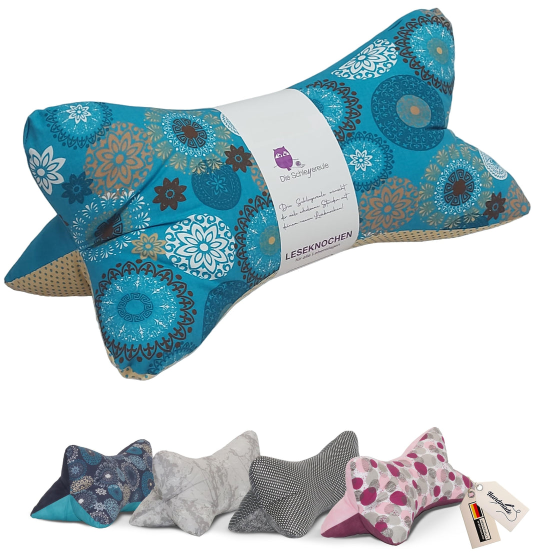 Leseknochen Nackenkissen Handmade in Deutschland, ergonomisch und waschbar, als Nackenrolle, Lesekis