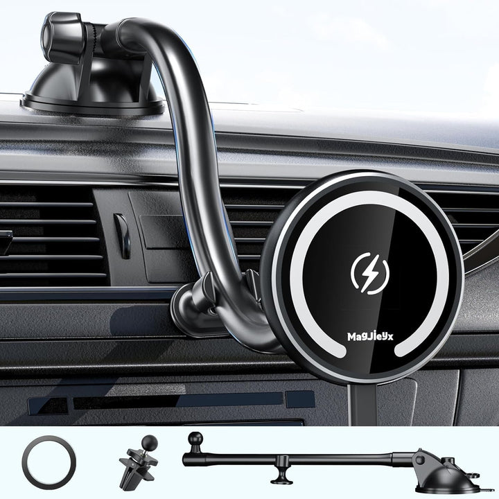 MAGJIEYX für MagSafe Autohalterung Ladegerät, 15W Magnet Auto Handyhalter mit Ladefunktion für iPhon