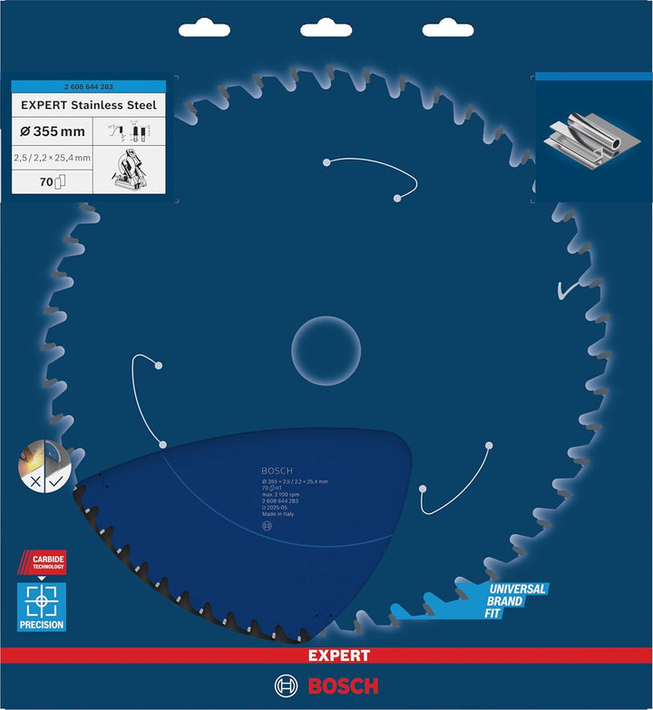 Bosch Professional Kreissägeblatt Expert for Stainless Steel (Edelstahl, 355 x 25,4 x 2,5 mm, 70 Zäh