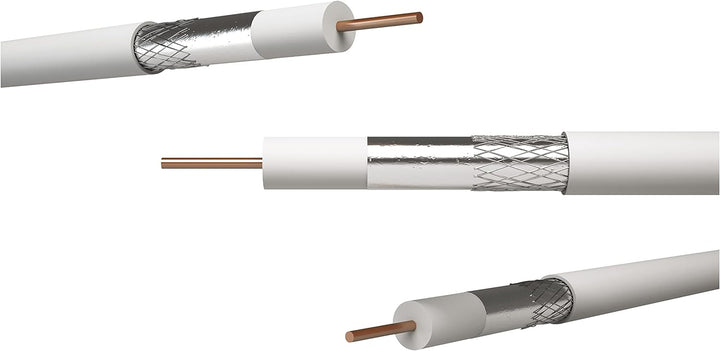 EMOS Antennenkabel 100m weiss, Koaxialkabel für SAT, TV und CCTV, Typ CB50F, doppelt geschirmtes Fer