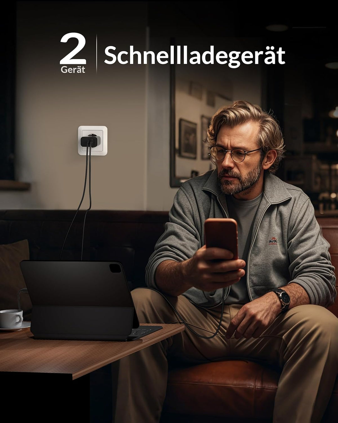 45W USB C Ladegerät, 2-Port Handy Schnellladegerät PD/PPS Mehrfach Netzteil, Kabel USBC Schnellladek