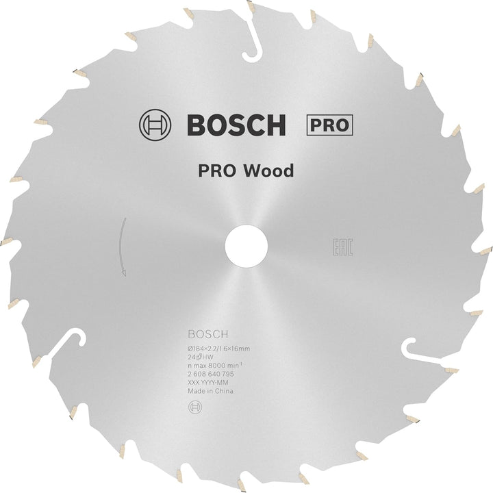 Bosch Professional 1x Kreissägeblatt Speedline Wood (für Holz, Sägeblatt Ø 184 x 16 x 2,4 mm, 24 Zäh