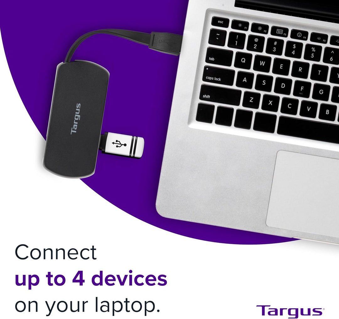 Targus - 4 Port USB-A Hub 2.0 - Kompatibel mit Mac und PC - Schlanke, reisefreundliche Laptop-Dockin