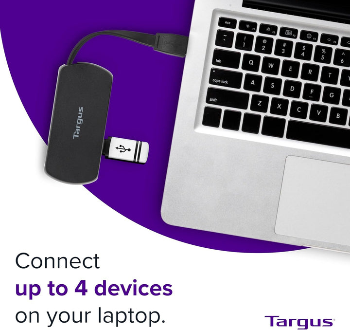 Targus - 4 Port USB-A Hub 2.0 - Kompatibel mit Mac und PC - Schlanke, reisefreundliche Laptop-Dockin