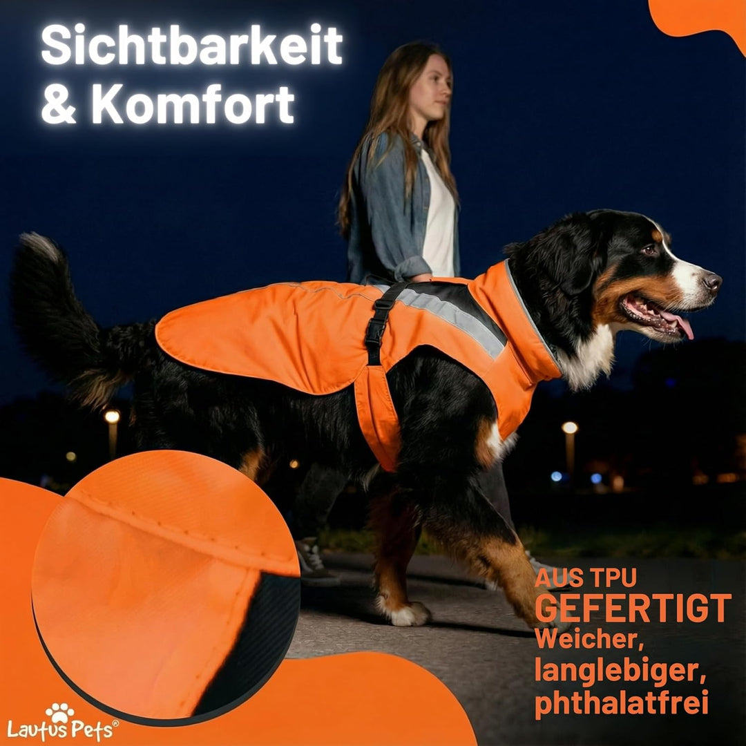 Wasserdichter Hunderegenmantel, reflektierenden Sicherheitsstreifen & Leinenöffnung – Leichte, jacke