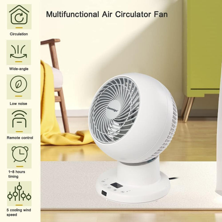 DC Motor Ventilator Leise - 3D Turbo Mit Fernbedienung, Tischventilator Oszillierend, 5 Geschwindigk