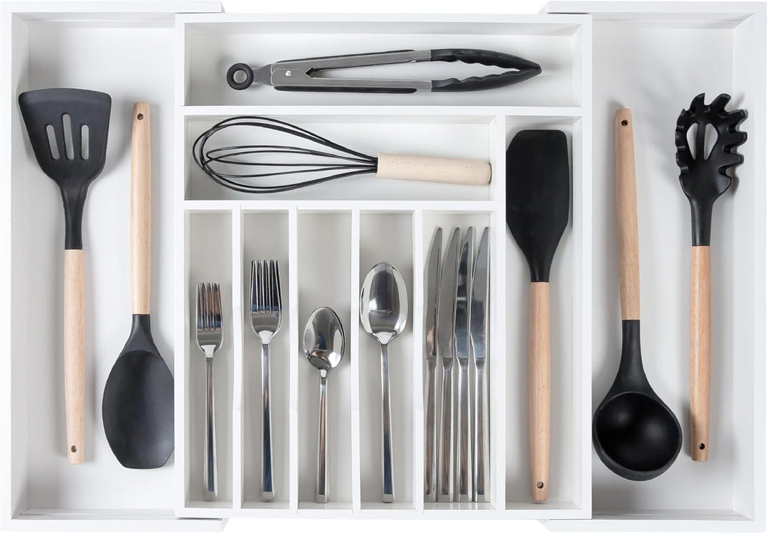 KitchenEdge Hochwertiger Besteck- und Utensilien-Organizer für Küchenschubladen, erweiterbar 38,1 bi