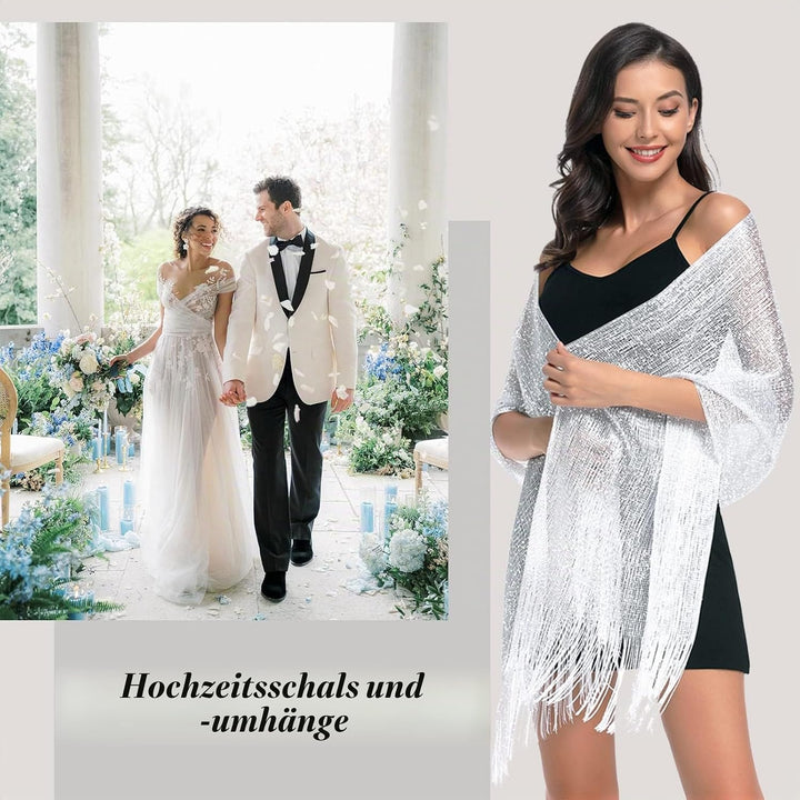 Funkelnde metallische Tücher und Wickel für die Abendparty Formale Kleider Hochzeit Brautjungfer (mi