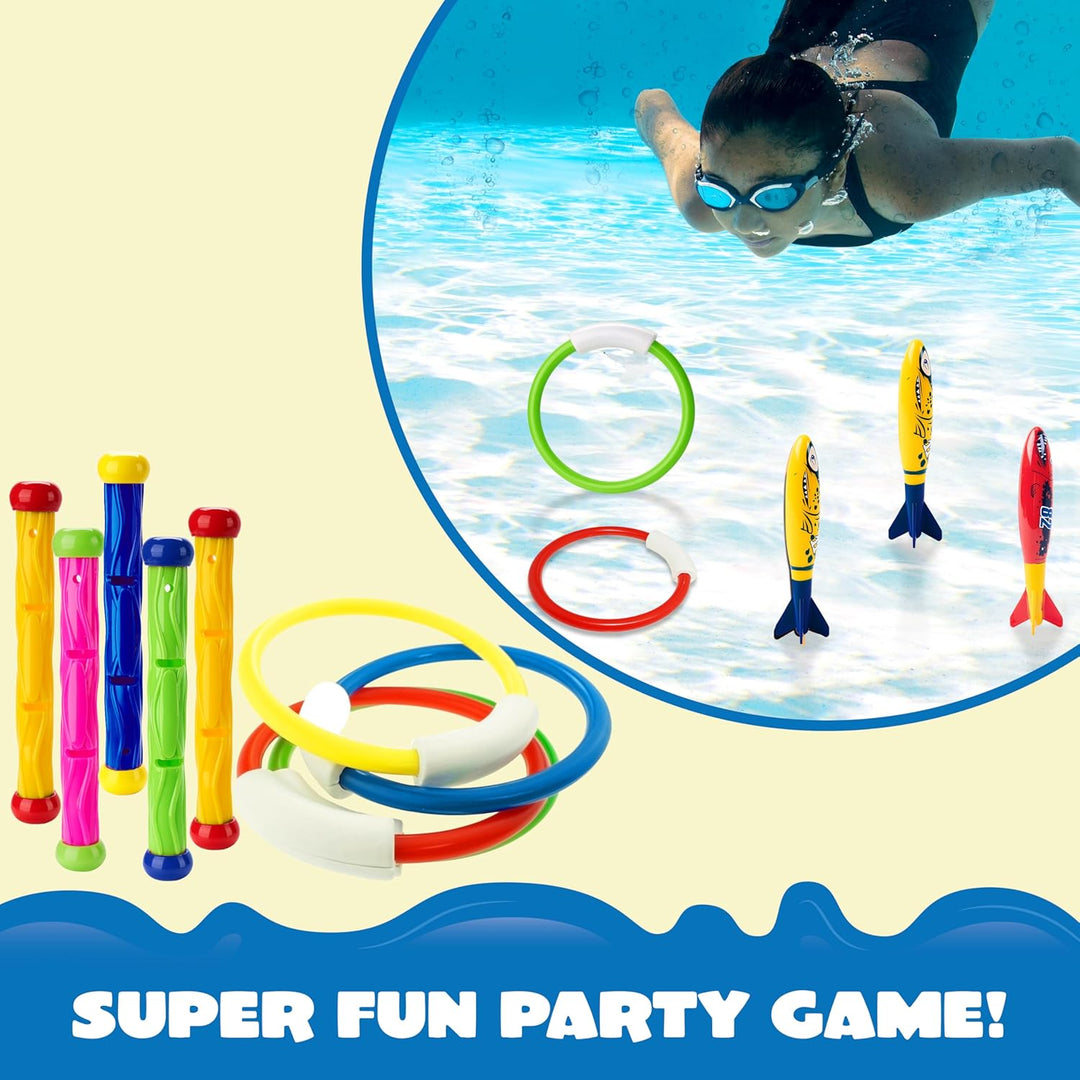 JOYIN 18 Stücke Tauchspielzeug Unterwasser Tauchen Diving Set, Tauchen Spielzeug für Kinder, Schwimm