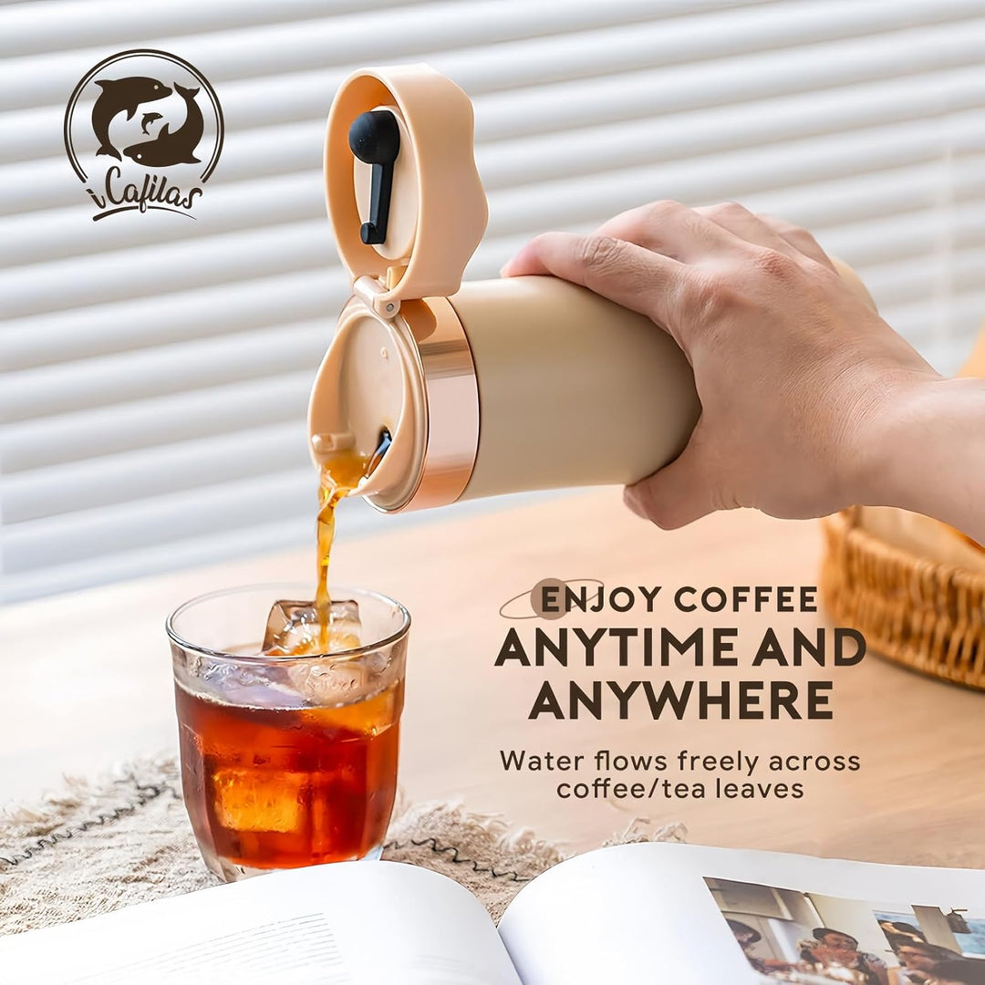 I Cafilas 2-in-1 Edelstahl Thermosbecher mit French Press - 350ml (12oz), Isolierter Reisekaffeebech
