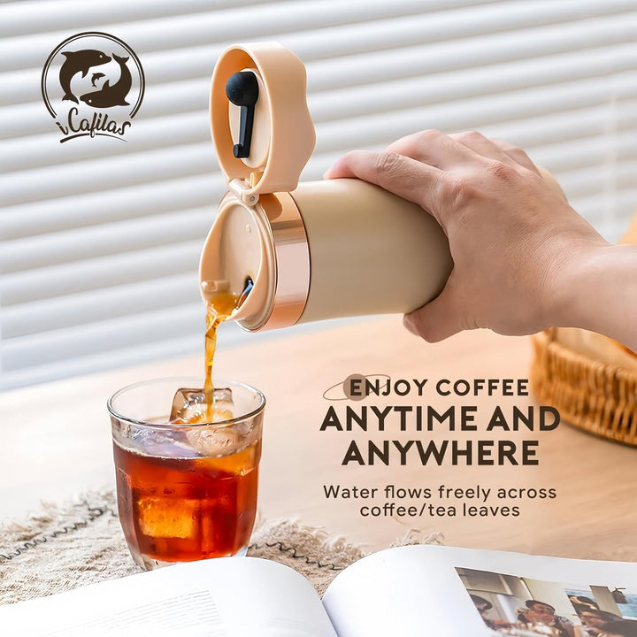 I Cafilas 2-in-1 Edelstahl Thermosbecher mit French Press - 350ml (12oz), Isolierter Reisekaffeebech