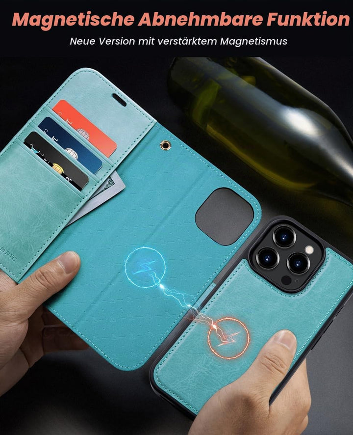OCASE iPhone 15 Pro Max Hülle(2in1) Leder Stossfestes Case [Abnehmbare magnetische Hülle] [Kabellose