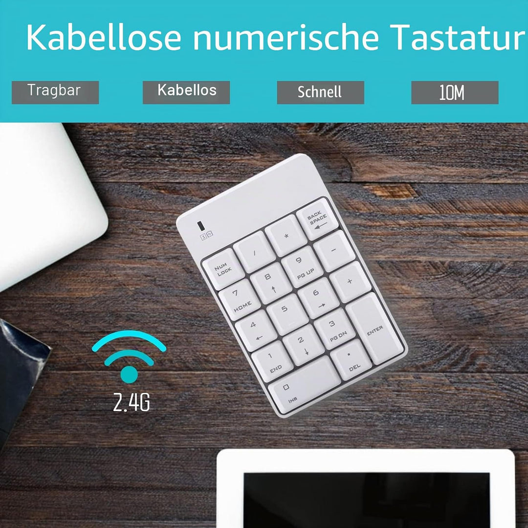 Cuifati 2.4G Wireless USB Ziffernblock Ziffernblock Nr. 18 Tasten Laptop PC Neue, Leichtgewichtige k