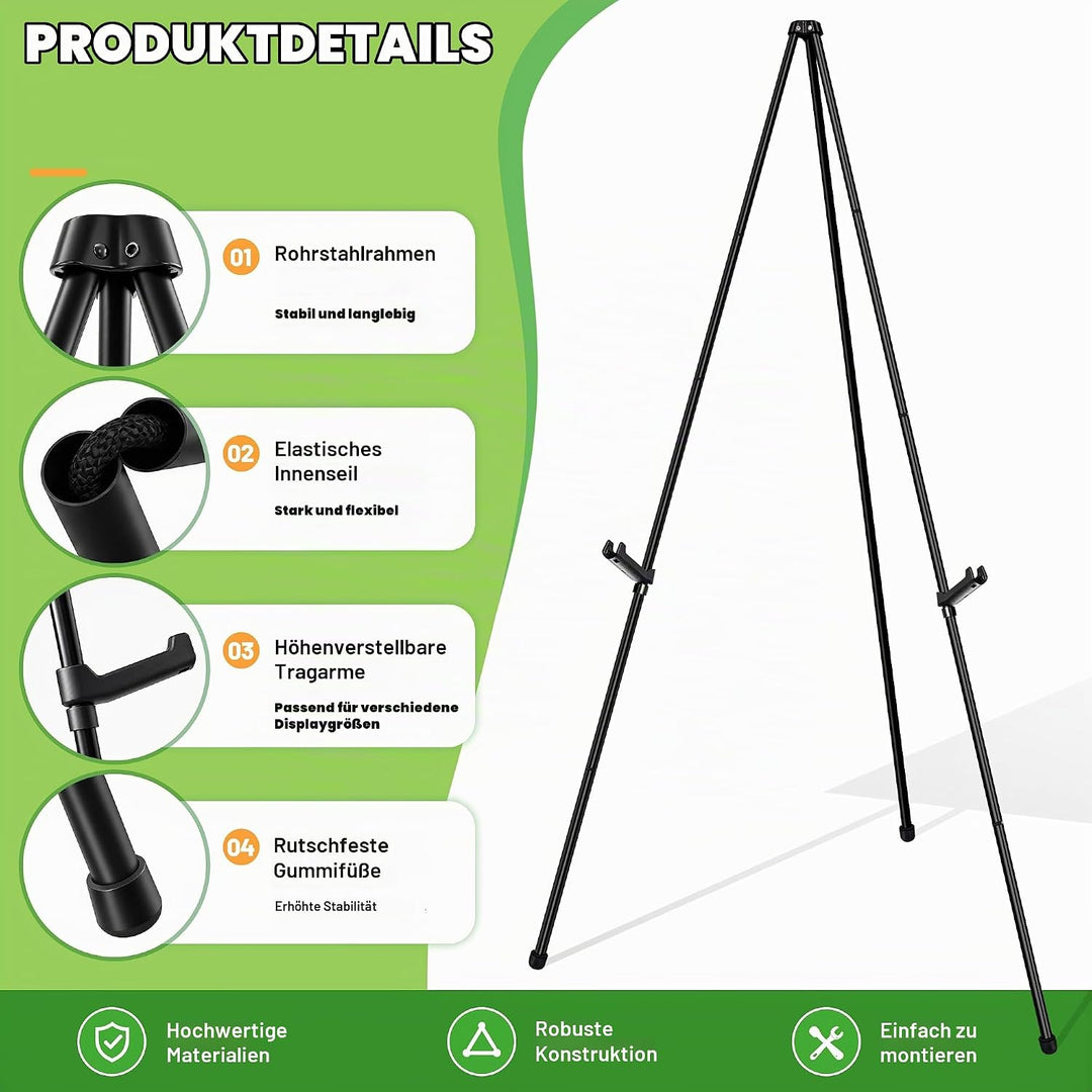 Staffelei Verstellbare - 168 cm Höhe Metall Poster Stativ, Zusammenklappbar für Kunstdisplays, Skizz