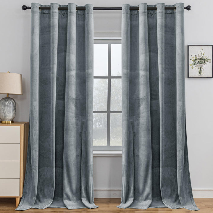 YSTELLAA Samtvorhang 2er Set, Gardinen Vorhänge, 140×260cm, Verdunklungsvorhänge Schlafzimmer Mit Ös