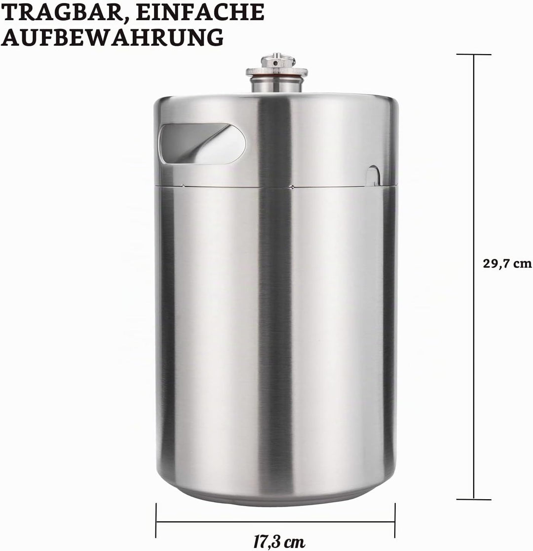 TMCRAFT 5 Liter Mini Growler Keg, tragbares Edelstahl-Bierfass mit sechskantem Spiraldeckel für Haus