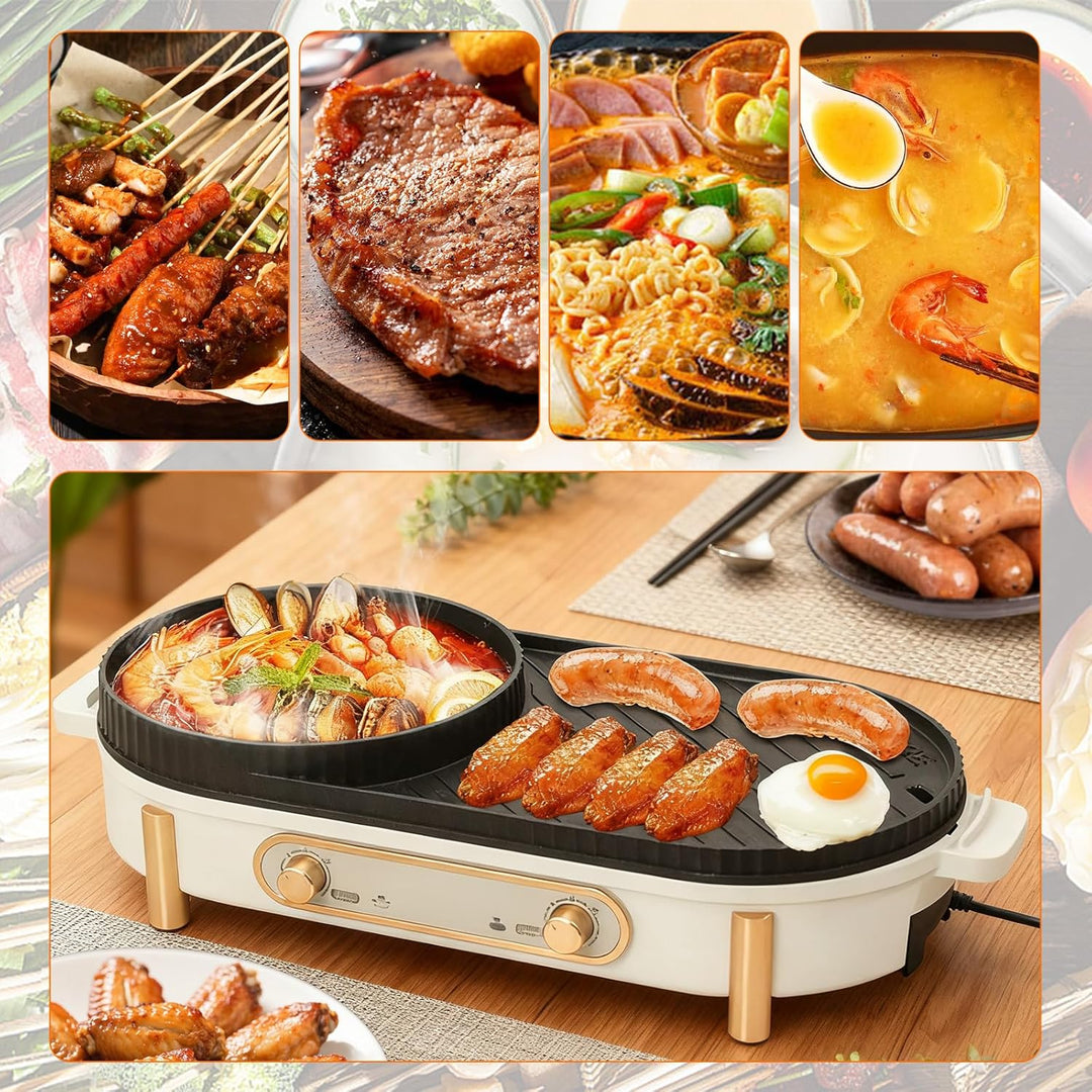 Elektrischer Hot Pot Mit Grill, 2 In 1-Elektrogrill-Hot Pot, Chinesischer Topfkocher, 220 V, 1700 W,