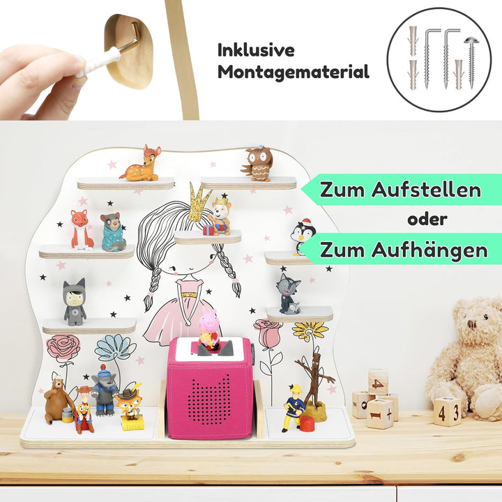 stadtecken Kinder Regal für Musikbox I Geeignet für die Toniebox und ca. 50 Tonies I Perfekte Aufbew