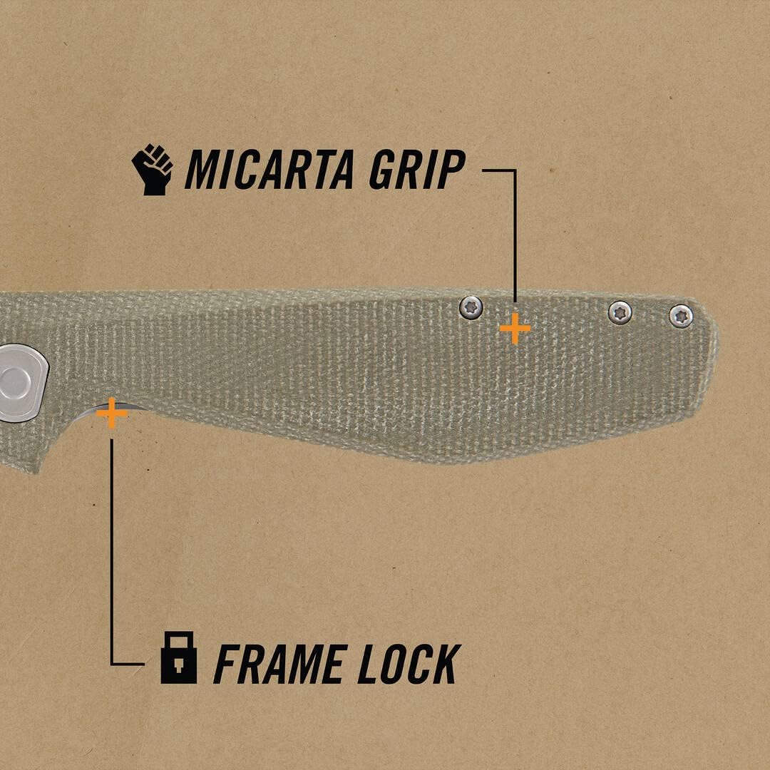 Gerber Taschenmesser mit Gürtelclip, Slimsada, Mit Micarta Griffschale und B.O.S.S. TECH Kugellager,