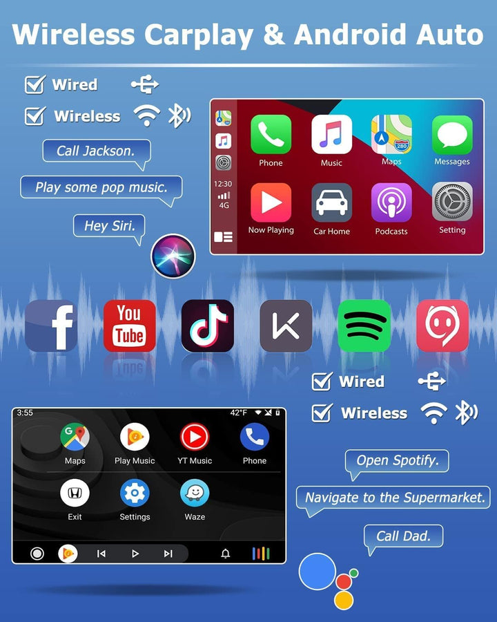 Hikity Wireless Carplay Autoradio mit Navi für VW Golf 5 6 Android Auto Radio mit Bildschirm 9 Zoll