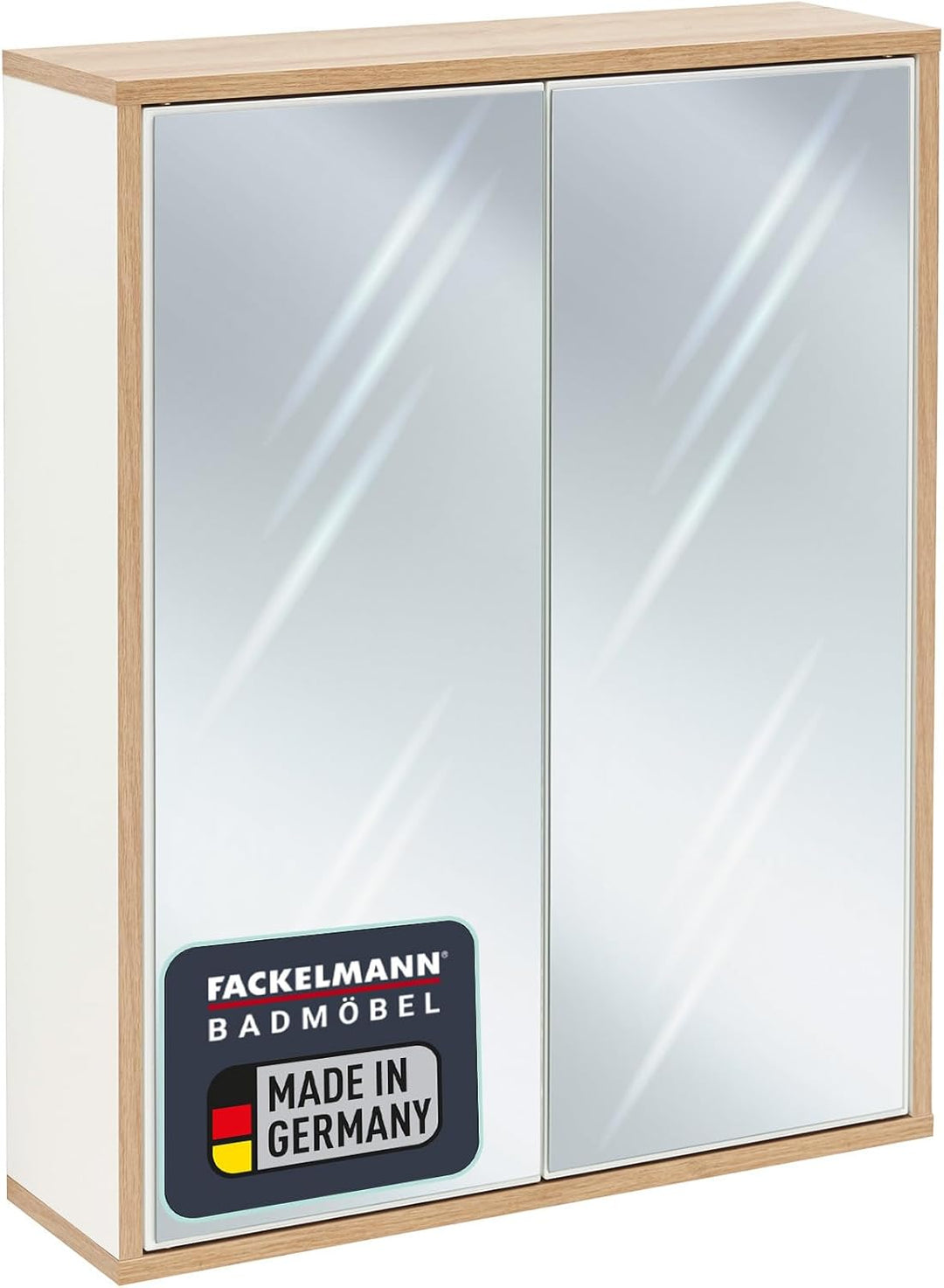 FACKELMANN Finn Spiegelschrank (60 x 75 x 20,5 cm) – Wandschrank mit Spiegel hängend mit 2 Einlegebö