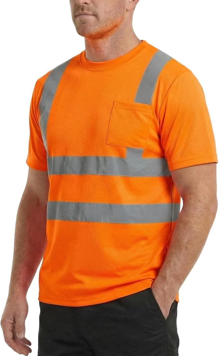 HYCOPROT Warnschutz T-Shirt Warnweste Reflektierend Warnweste Atmungsaktiv Leicht Kurzarmshirt Kurza
