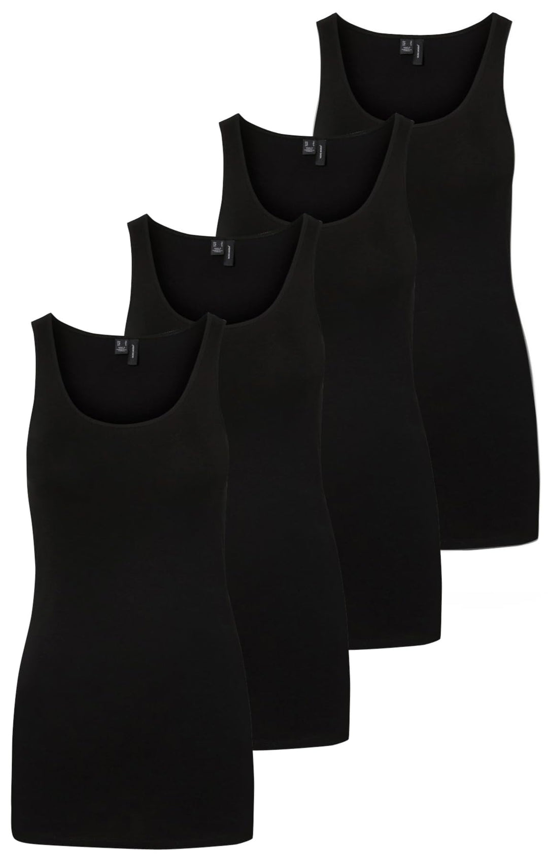 VERO MODA Damen VMMAXI My Soft Long Tank TOP GA XS Schwarzer 4er Pack (4x Black), XS Schwarzer 4er P