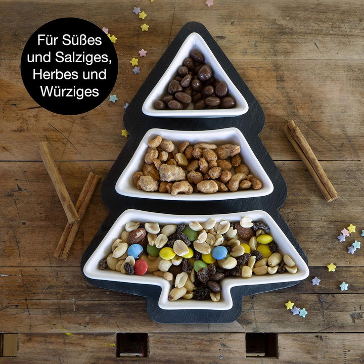 Moritz &amp; Moritz Servierschalen Set mit Dipschalen 21 x 28,5 cm - Tannenbaum Schale - Schiefertablett