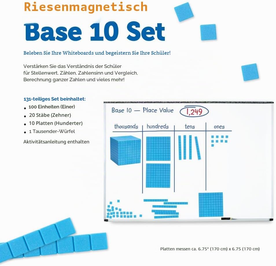 Learning Resources Riesiges magnetisches Zehnersystem-Demonstrationsset, Ab 6 Jahren, Für den Mathem