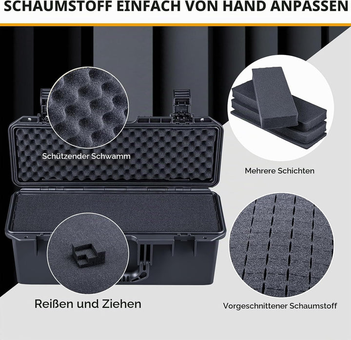 Lykus HC-4230 Wasserdicht Koffer mit anpassbar Rasterschaumstoff, Innengrösse 42,7x13,5x17 cm, Passe