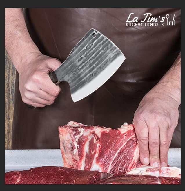 LA TIM'S Hackmesser, 0,85KG schweres Hackbeil, handgeschmiedetem Kohlenstoffstahl Fleischbeil, Fleis
