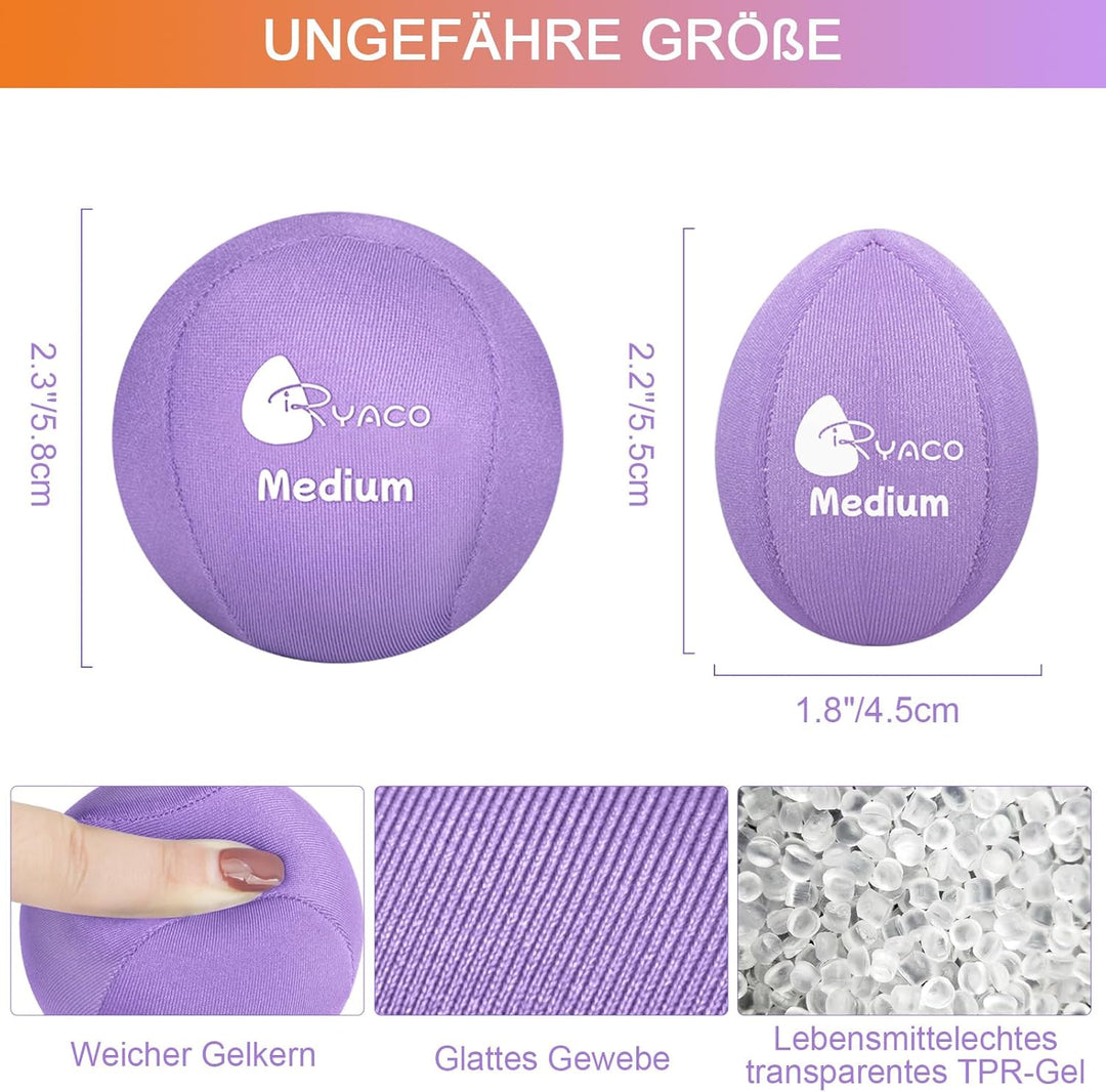 RYACO 6 Stück Gel Stressball für Erwachsene - Antistressball Mit verschiedenen Stärken und Grössen -