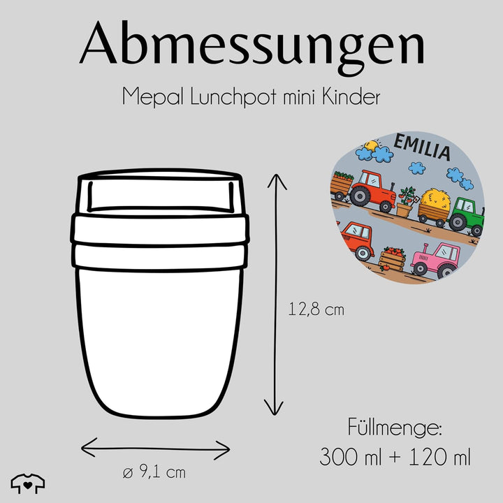 Shirtracer Mepal Müslibecher personalisiert Bauernhof Traktoren 3 Hellblau, 3 Hellblau