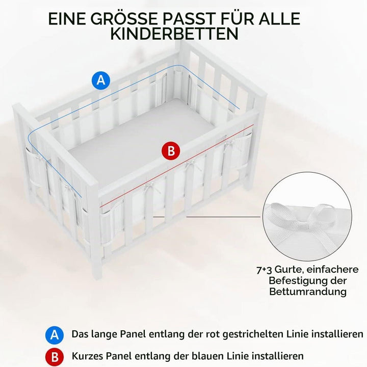 Bettumrandung Babybett,Baby Nestchen Bettumrandung,Kopfumrandung Babybett,Atmungsaktive Krippenumran