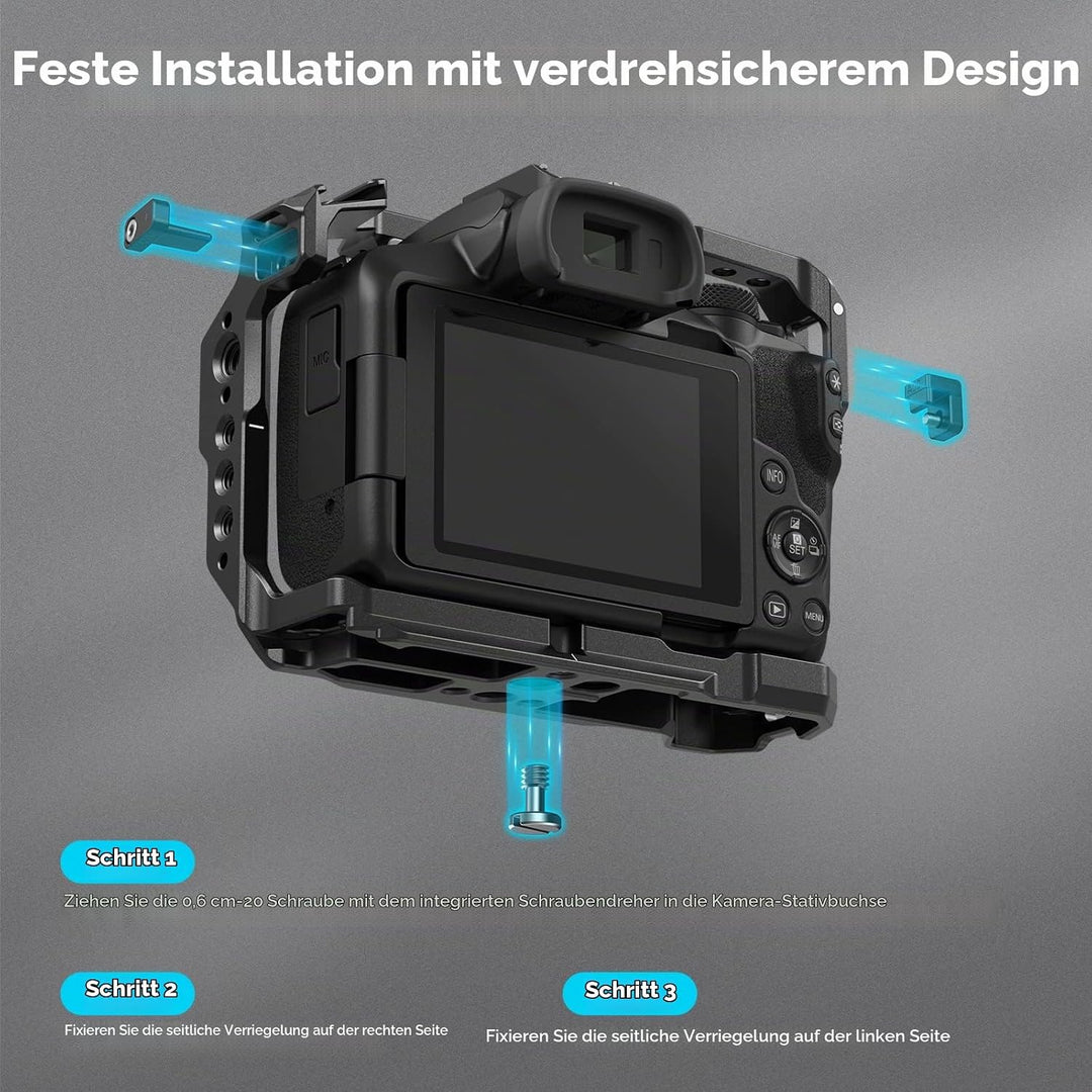 SMALLRIG R50 Käfig für Canon R50 Kamera, Aluminiumlegierung mit Schnellwechselplatte für Arca-Stände
